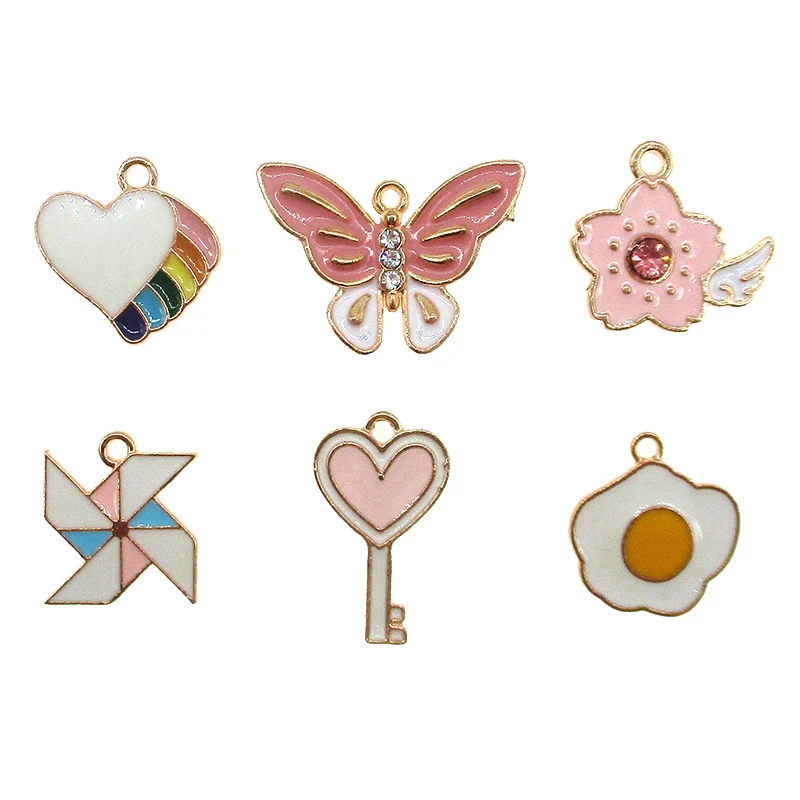 10pcs/lot Butterfly heart egg windmill rainbow magic wand Bracelet Pendant Charms For DIY Jewelry Making Accessories XL682 | Украшения и