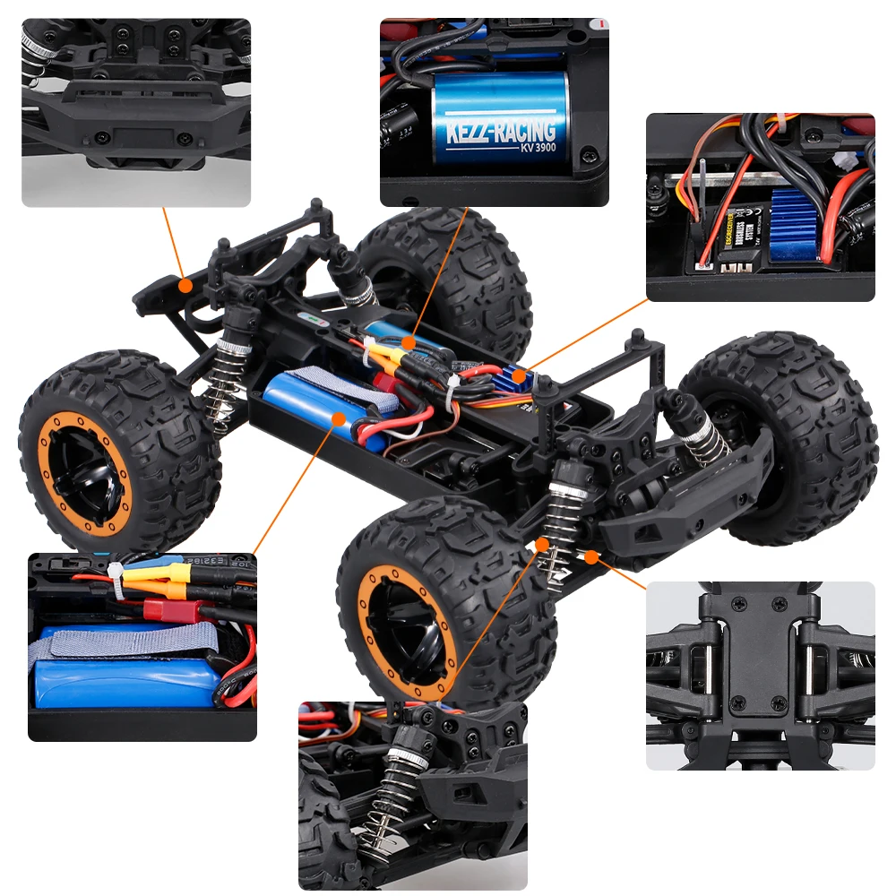Linxtech 16889 1/16 Scale 45km/h Racing RC Car with Brushless Motor 4WD Off-Road RC Car Toy All Terrain for Kids Adults 4