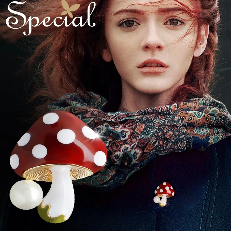 

Special Fashion Lovely Mushroom Brooches Pins Enamel Cartoon Brooch Bouquet Clever Jewelry Gifts for Women S1711B
