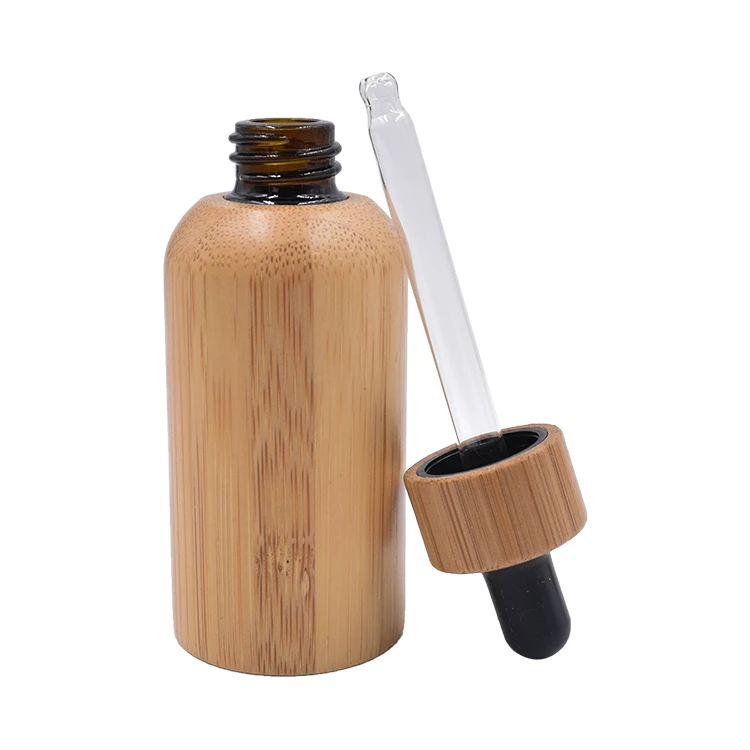 

15ml 30ml 50ml amber glass bottle bamboo covered essential oil bottles glass dropper bottle Aromatherapy Liquid