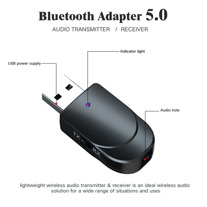 Bluetooth 5,0 передатчик приемник Мини AUX стерео адаптер для автомобиля Музыка ТВ VH99