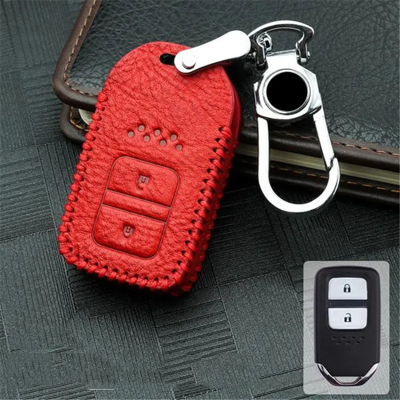 2019 High Quality Genuine Leather Car Key Case Full Cover For Honda Hrv Civic 2017 Accord 2003-2007 Cr-v Freed Pilot Auto Shell |