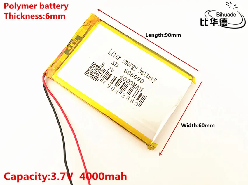 Polymer lithium ion battery 606090 3.7V 4000MAH can be CE FCC ROHS MSDS quality certification