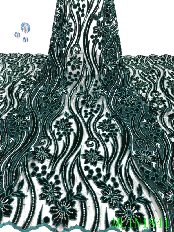 

BEAUTIFICAL African lace fabrics Green embroidery sequins nigerian lace fabric for dress 5yards tulle lace fabric ML1N1841