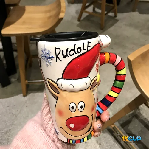 only cup Рождественский подарок молочная чашка подарки на день рождения креативная керамическая кофейная чашка рождественские милые кружки для кофе большая емкость прекрасный мультфильм - Цвет: only cup