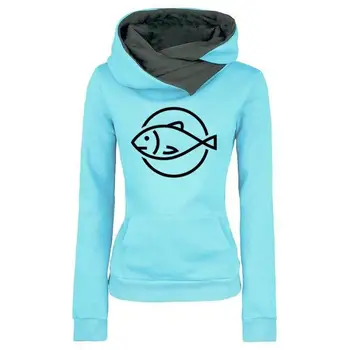 

FISH Letters Print Hoodies For Women Lapel Hooded Tops Sweatshirt Femmes Kawaii Hoodies Funny Hoody Harajuku Thick Cropped Plus
