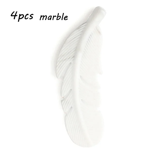 1PC/4PCS Feather Silicone Beads Baby Teethers BPA Free Chewable Necklace Pendant Food Grade Baby Teething Beads Shower Gifts - Color: Marble - 4PCS