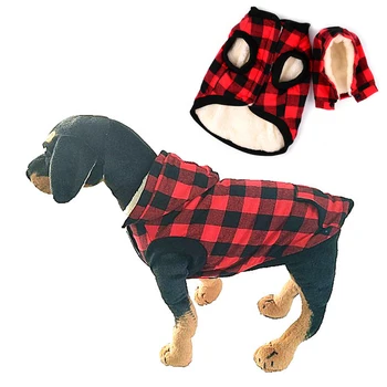 

2019 New Thickened Winter Dog Hoodies Warm Flannel Lining Dog Clothes Plaid Pet Jacket For Medium Large Dogs Labrador Clothing