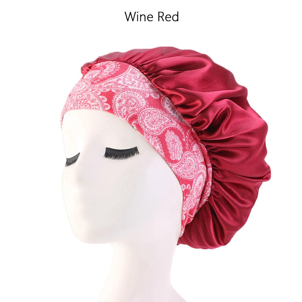 Женская шляпа из полиэстера, шелковая широкая эластичная лента для вьющихся пружинящих волос, кепка chemo, Атласная шапочка для сна - Цвет: RW
