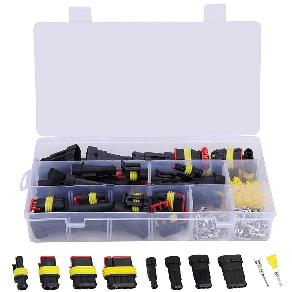 Waterproof Electrical Wire Connectors - 26 Sets, 2/3/4 Pin, 352/708pcs Terminal Connectors, 12A Description Image.This Product Can Be Found With The Tag Names 2 pin 12 electric connectors, Electrical connectors 2 pins, Waterproof connector terminal, Waterproof wire connector 4pin