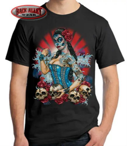 Футболка для девочек DIA de los MUERTOS PINUP футболка с татуировками сахарными черепами и