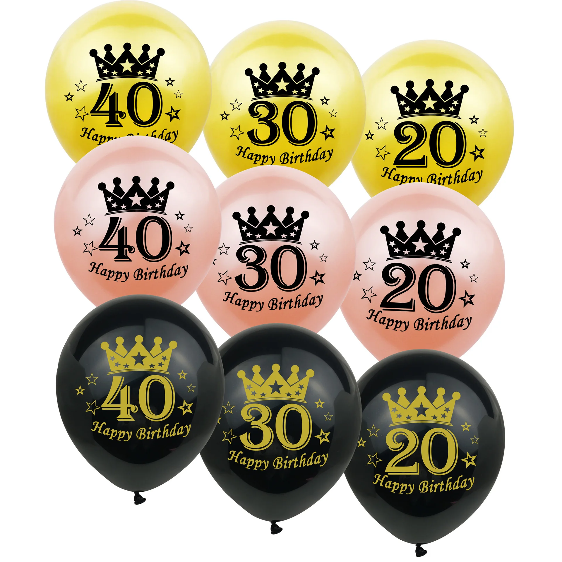 10pcs Crown Birthday Number Balloon 12 Inch 16 18 20 30 40 50th Printing Adult First Party Decoration | Дом и сад