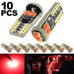 Okeen 10 pçs t10 w5w 194 168 lâmpadas led 3030 6smd acessórios do carro luzes de folga lâmpada leitura luz automática 12v vermelho