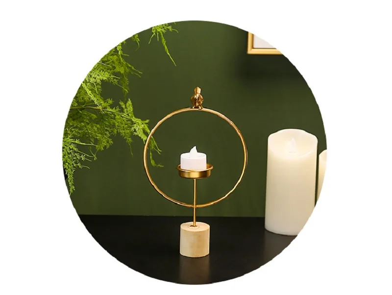 Скандинавский подсвечник-светильник в форме кольца золотые птицы геометрический Железный Подсвечник романтическое украшение стола Свадебный декор подарки
