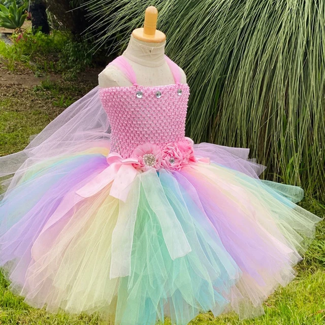 Pastel Rainbow Tutu Dress, Rainbow Unicorn Tutu Dress