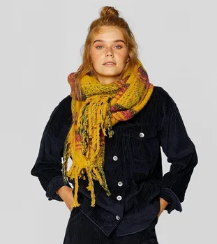 

Winter warm scarf female Orange plaid long tassel cashmere scarf imitation cashmere shawl