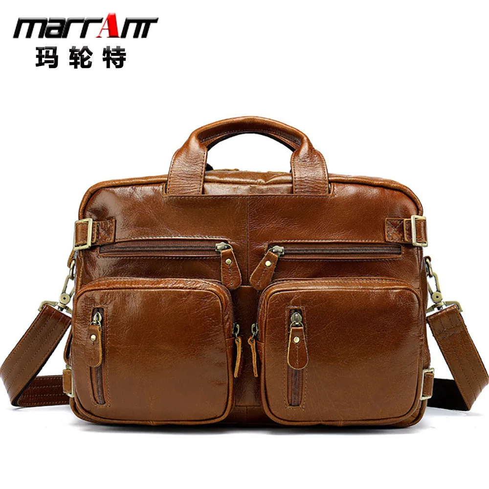 

Genuine Leather Male More Function Three-dimensional Bag Head Layer Cowhide Men Single Shoulder Oblique Satchel Business