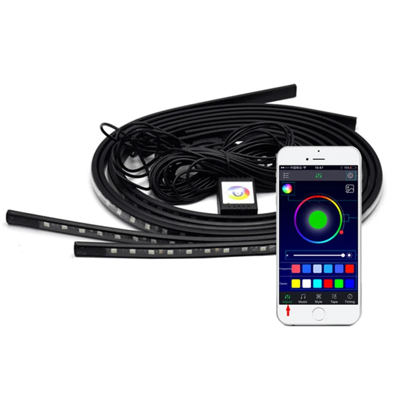 

Free Shipping 2019 New Waterproof Bluetooth App Controls RGB LED Light Bar Under Car 90 * 120cm Car Bottom Neon