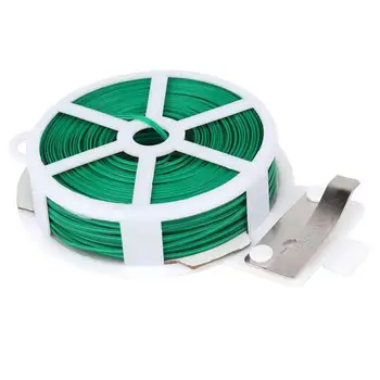 

Garden Plant Ties Feet Twist Ties with Cutter Plant Twist Tie Sturdy Green Coated Wire for Gardening Home Office Reusable Cable