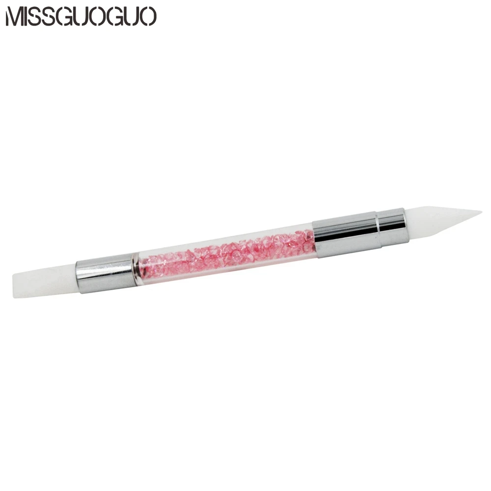 Силиконовая щетка Missguoguo с двойной головкой, 2 способа, розовая ручка карандаш для нанесения страз, Профессиональный Маникюрный Инструмент для УФ-геля, кисть для ногтей