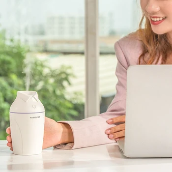 

Portable USB Mini Air Humidifier Diffuser Humidifier 280Ml Large Capacity Quiet Humidifier Breathing Light Home Office Car