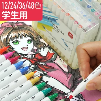 

Deli Mark Pen Students Set Painted Color Water-Based Double Headed Water Crayon Oily Painting Crayon Young STUDENT'S Students