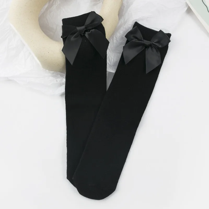 Spanish Baby Long Tube Socks Autumn Winter Children Cotton Sock For Girls Knee High Sock Big Bows Kids Floor Socks 2-8Years cotton socks cotton knee socks children socks