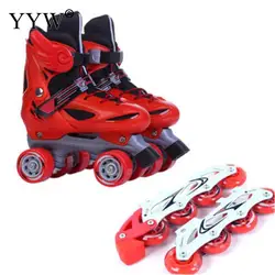 Converts Double-Row Skate Replacements Kids Skate Shoes 2 In 1 Roller Skates Adjustable Skating Shoes With 8pcs Inline Wheels