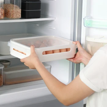 

Household large capacity egg storage box plastic breathable 24 grid tow food container refrigerator storage tool ZP7191442