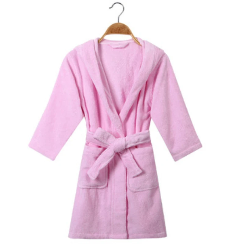 Hooded Children Toweling Terry Cotton Bathrobe Boys Kids Thicken Winter Bath Robe Little Girls Dressing Gown L192 child bathrobe,kids robe