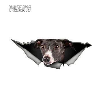 

Volkrays Funny Greyhound Car Sticker Torn Metal Decals Creative Waterproof 3D Pet Dog Decal Automobile Accessories PVC,13cm*4cm