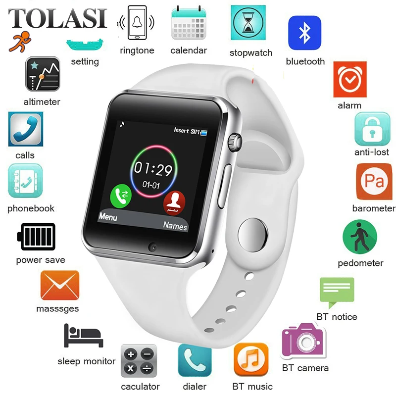 

Free Shipping 2019 WristWatch Bluetooth Smart Watch Sport Fashion with SIM Camera Smartwatch for Android Smartphone Russia T50