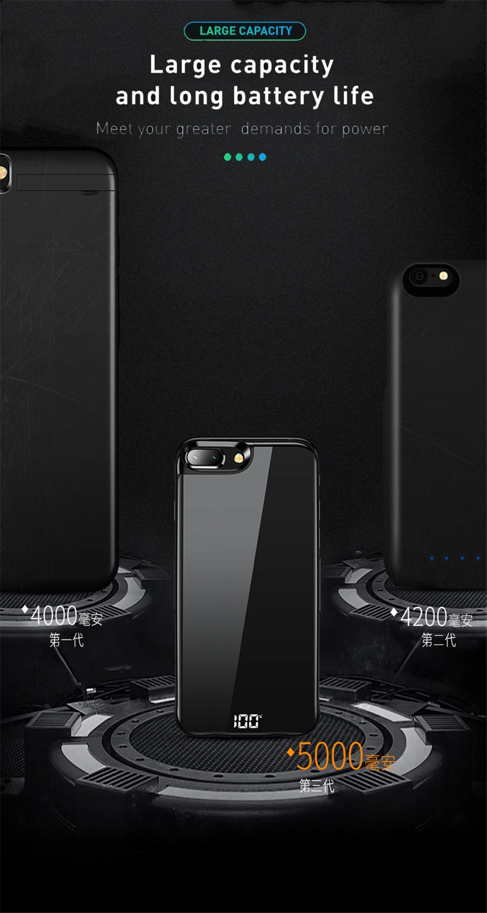 Батарея чехол для iPhone 6 6s 7 8 5000/6000 мА/ч, Мощность банк заряда чехол для iPhone 6 6s 7 8 плюс светодиодный дисплей Батарея Зарядное устройство Чехол