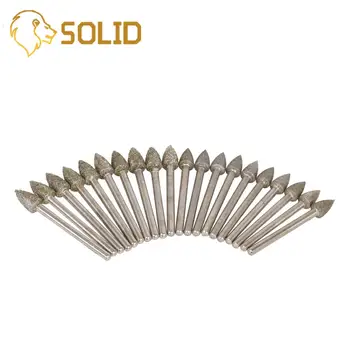 

25Pcs/Set Diamond Grinding Head Bullet Type Coated Mounted Bit Burr Lapidary Tool Stone Gemstone for Dremel