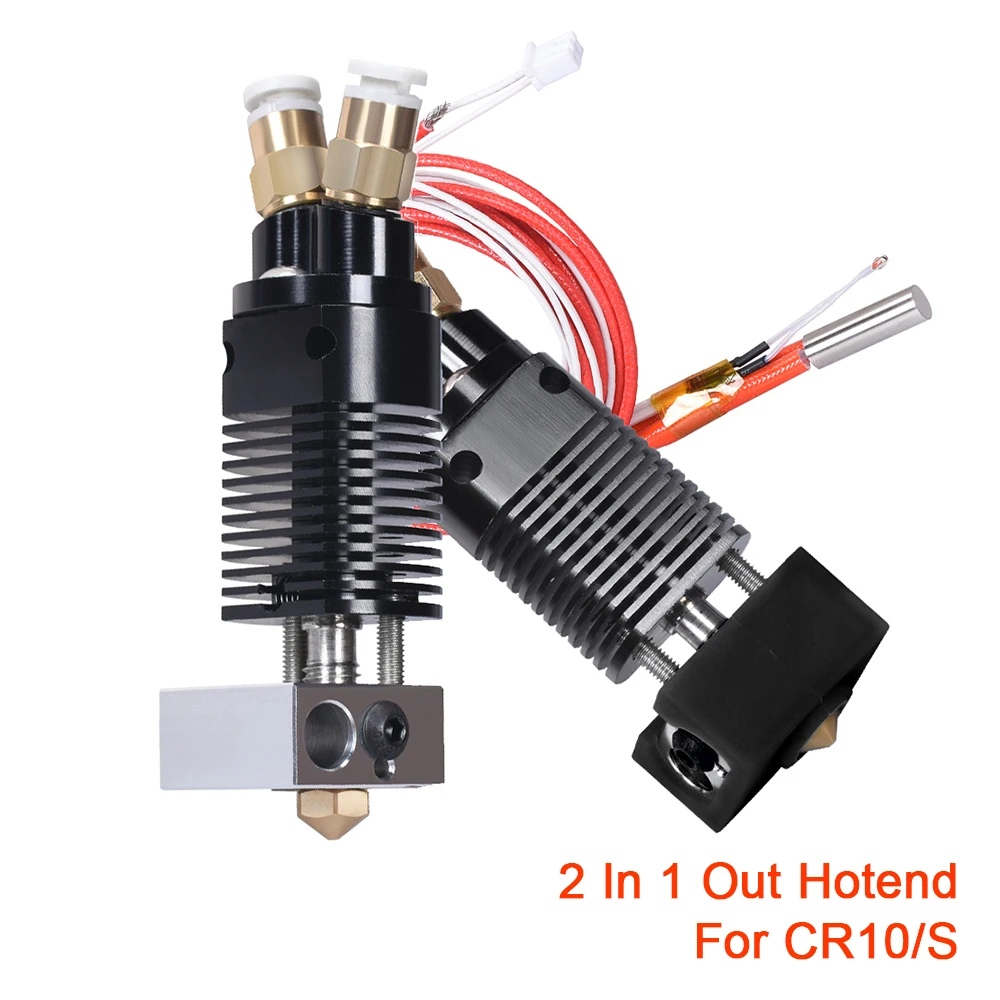 Dual Color 2 In 1 Out Hotend 12 24V Upgrade Kit MK8 Extruder V6 Nozzle 3D Printer Parts 1.75MM Heater Block For CR10 S ender3