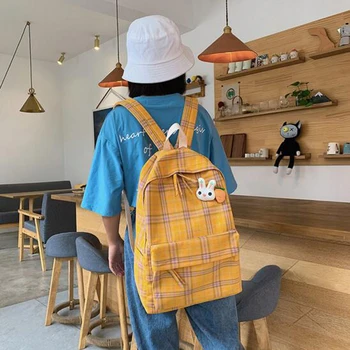 

Schoolbag for Girls Campus Plaid Backpack School Backpack for Teenagers Girls Rucksacks Mochila Women Bag Travel Bag