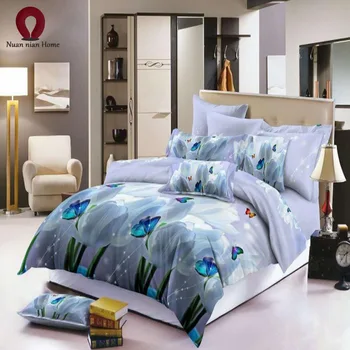 

Butterfly 3D sheets 4 piece set quilt pillowcase large plate flower active printing and dyeing bedding wholesale and retail free