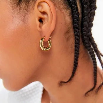 

Gold Sliver Color Metal Small Round Hoop Earrings Fashion Simple Statement Minimalist Hoops Earrings For Women Party Jewelry