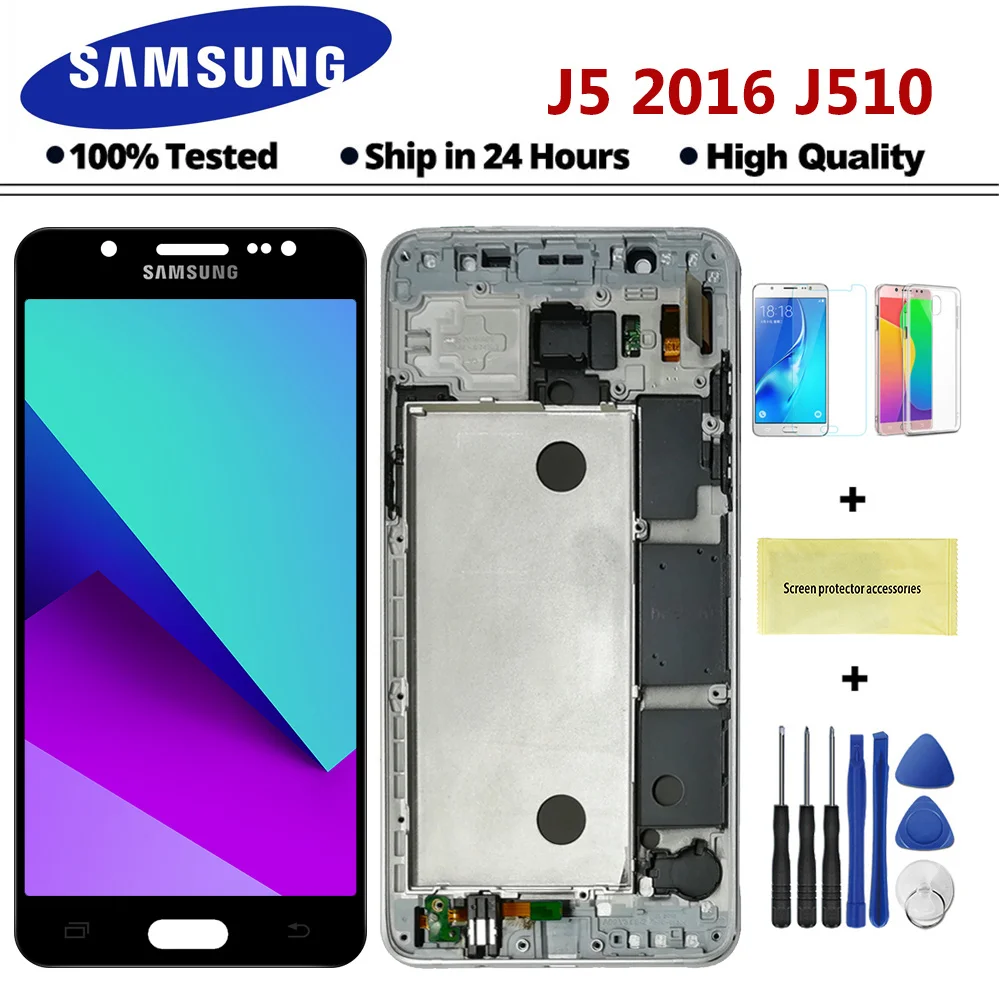 TFT J510 дисплей для samsung Galaxy j5 J510 J500 F FN G Y M H DS кодирующий преобразователь сенсорного экрана в сборе рамка кнопка Home