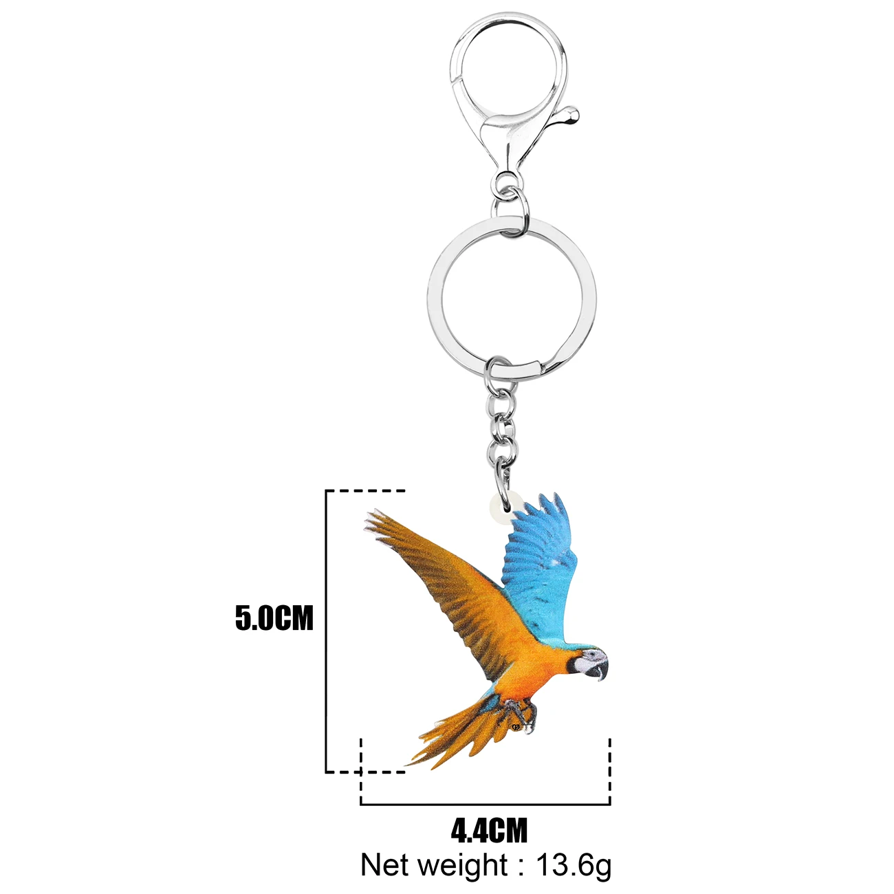 Bonsny Acrylic Macaw Parrot Keychains Printing Cute Animal Bird Keyring Jewelry For Women Kids Girls Fashion Gift Bag Decoration