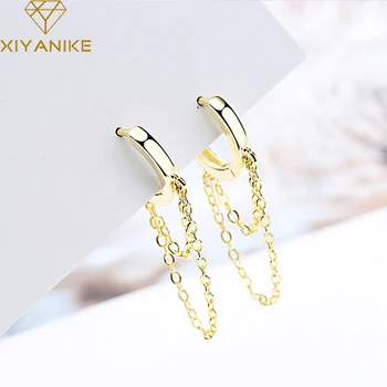

XIYANIKE 925 Sterling Silver Korean Simple Chain Earrings for Women Fashion Creative Geometric Jewelry Prevent Allergy