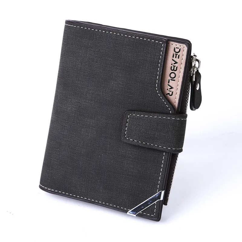LILY QUEEN Male Credit Card Holder Business Retro Multi-function Long Purse Hasp Zipper Wallet Leather solid Licence Bag - Цвет: Черный