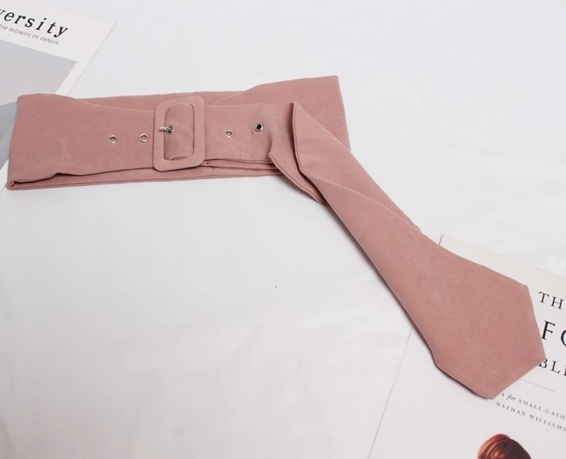 [EAM] New Autumn Winter Cotton Material Personality Square Buckle Extra Wide Simple Belt Women Fashion Tide All-match JY760