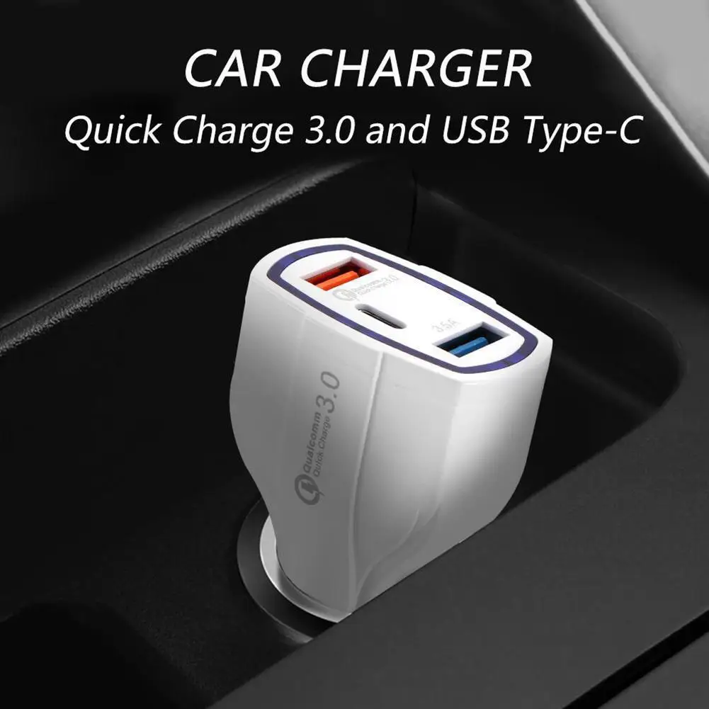 Автомобильное зарядное устройство QC3.0 с 3 USB-портами и поддержкой быстрой зарядки