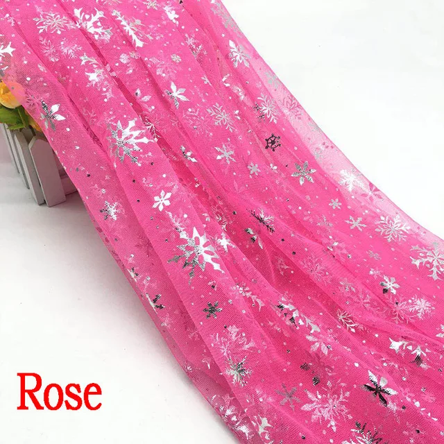 150*100cm Snowflake Tulle Rainbow Silver Snow Star DIY Handmade Fabric for Baby Dress Wedding Birthday Bouquet Supplies Rose