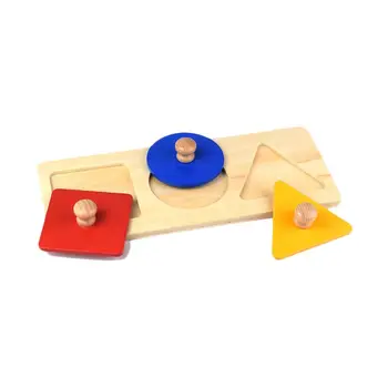 

Montessori Round/Triangle/Square Stacking Matching Board Geometry Puzzle Toy Early Educational Tool