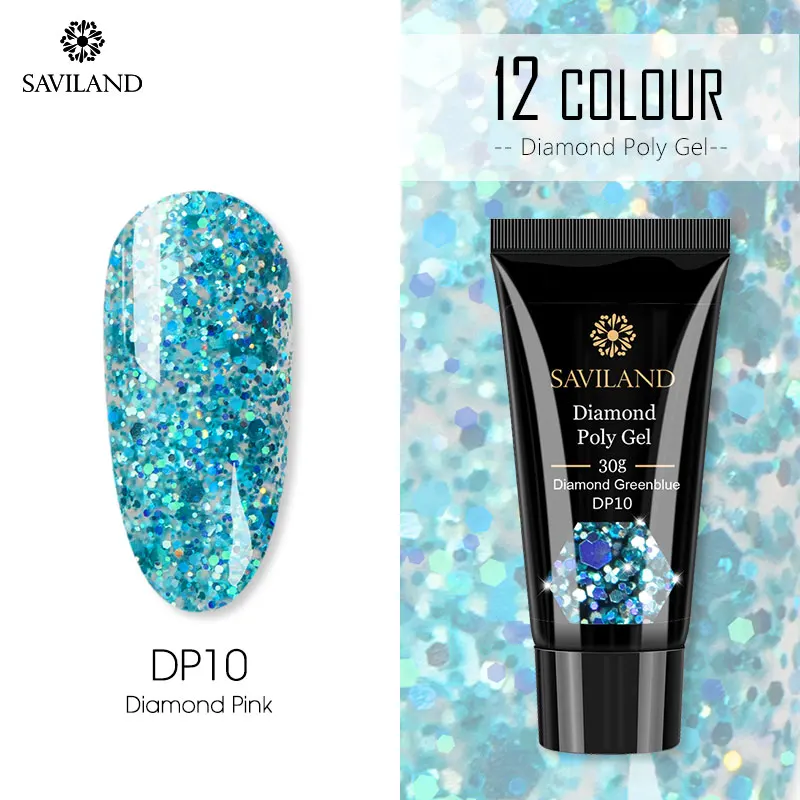 SAVILAND Colors Diamond Poly Gel Soak Off UV Builder Gel Glitter Gel Lacquer Camouflage Fast Nail Extension Poly Gel Art Design - Цвет: 30ml DP10