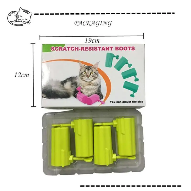4 шт./компл. поводок-рулетка для питомца кота перчатки Анти-Царапины сапожки Paw покрытие для ногтей инструменты для предотвращения царапин безопасная удобная обувь для кошки
