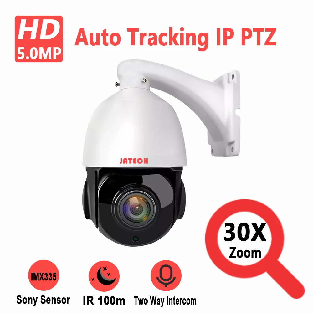 

5MP 30X Zoom Auto Tracking IP PTZ Security Camera IR 100m SONY IMX335 Starligt Sensor Two Way Intercom Voice Alert Human Detect