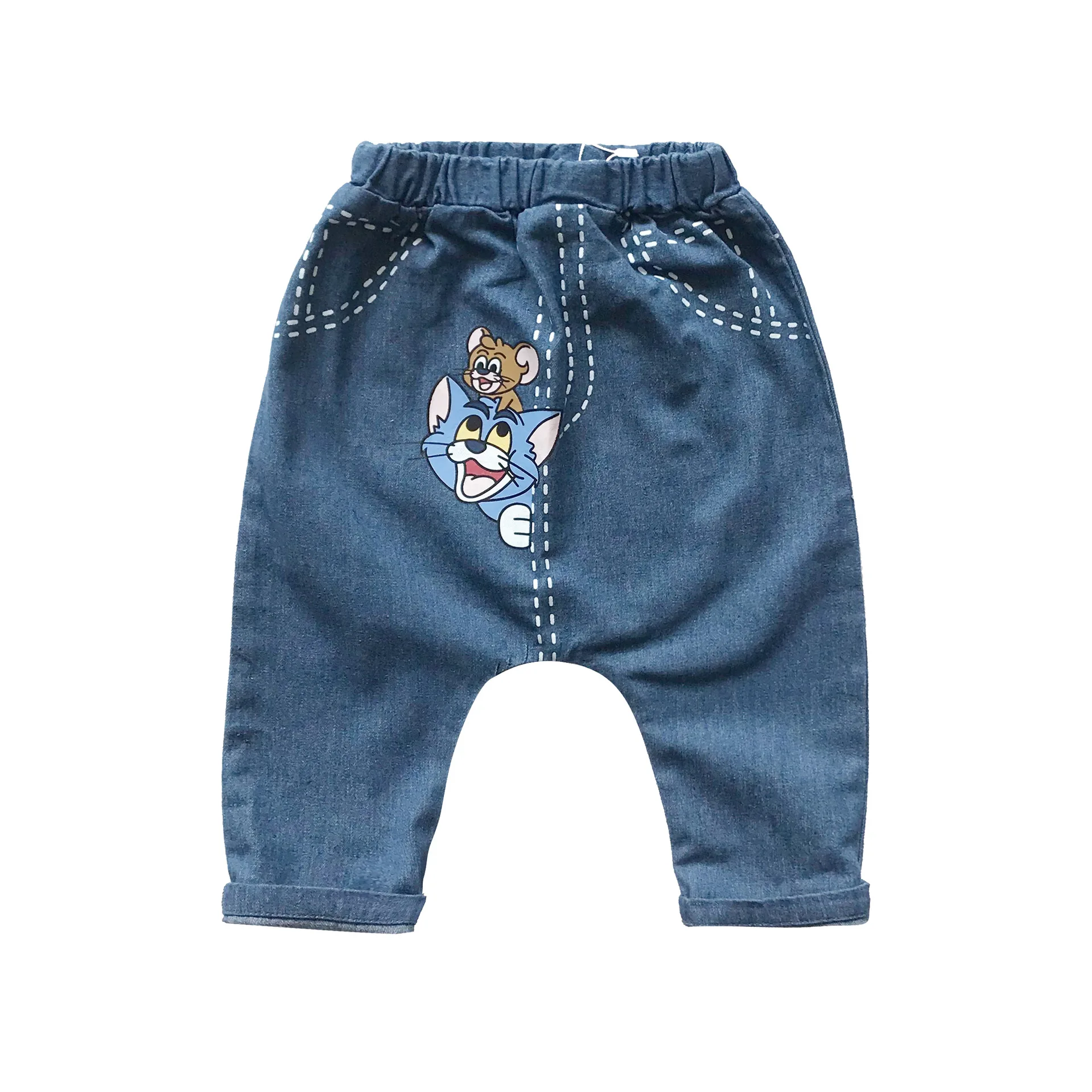 Tonytaobaby/осенняя одежда новая детская одежда для мальчиков и девочек детские джинсы милые хлопковые штаны с героями мультфильмов